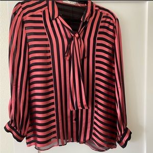 Alice + Olivia Shadow Stripe Rose Blouse